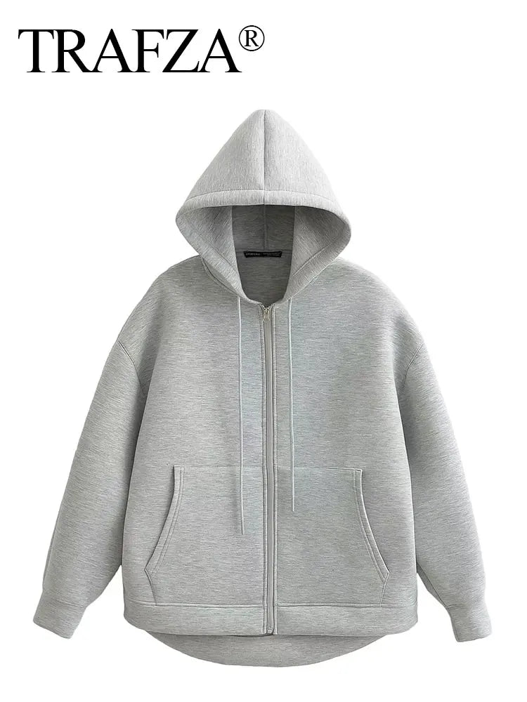 Women's Zipper Double Pocket Jacket Top