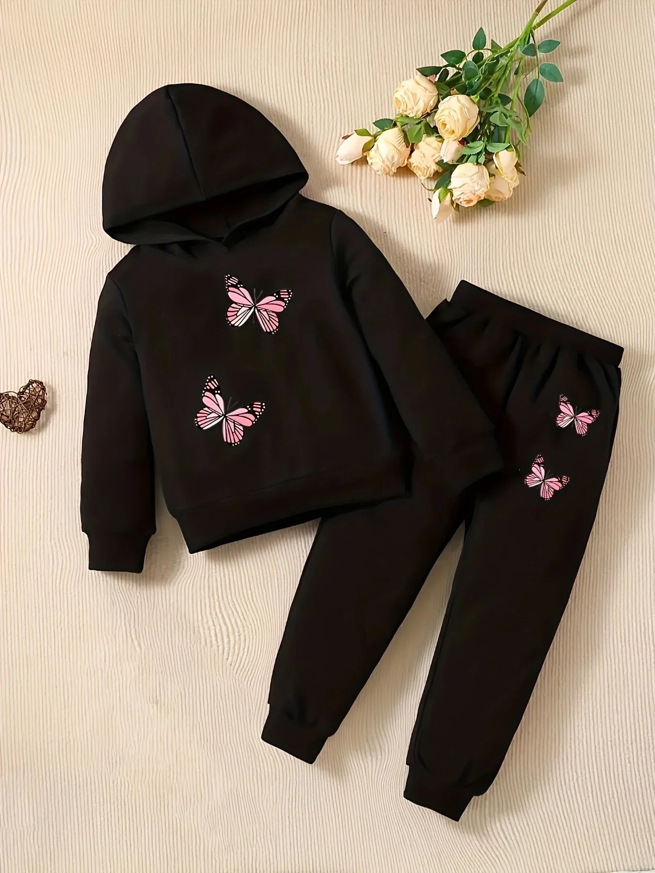 Baby Fashion Butterfly Pattern Hoodie+Sports Pants