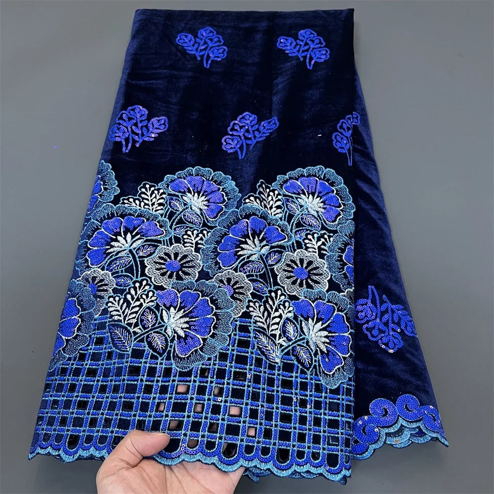 2025 Black African Nigerian velvet lace fabric Sequins Lace Fabric Guipure For Sewing Wedding Party Cloth High Quality Tissu