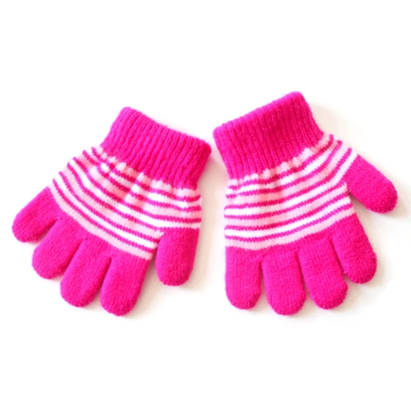 Baby Full Finger Knitted Stripe Mitten