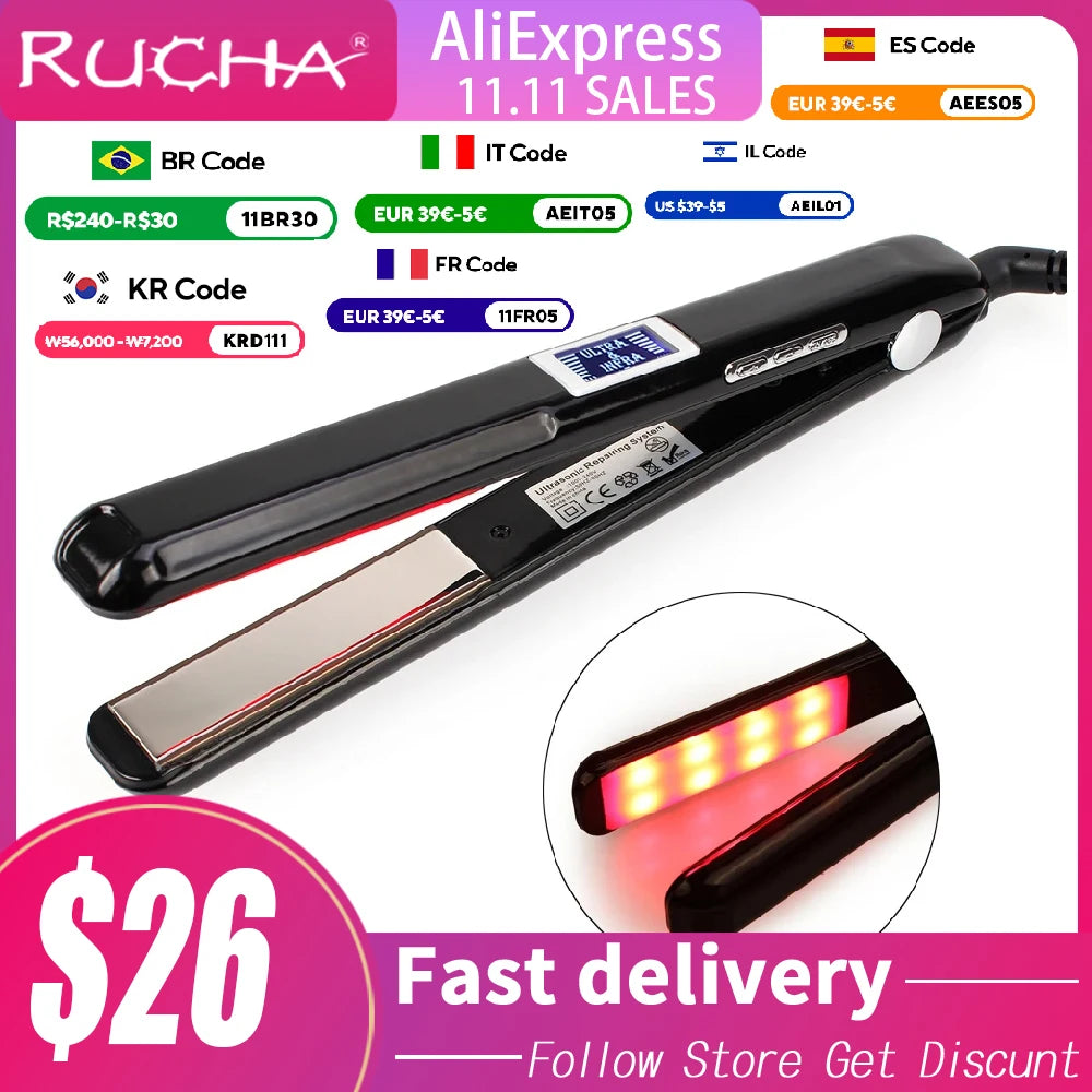 Hair Flat Irons Ultrasonic Infrared Cold Hair Care Iron
