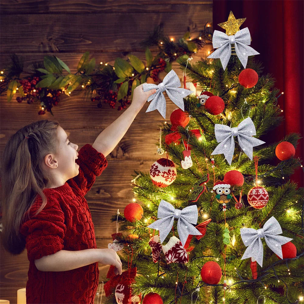 Sparkling Bow Christmas Decorations