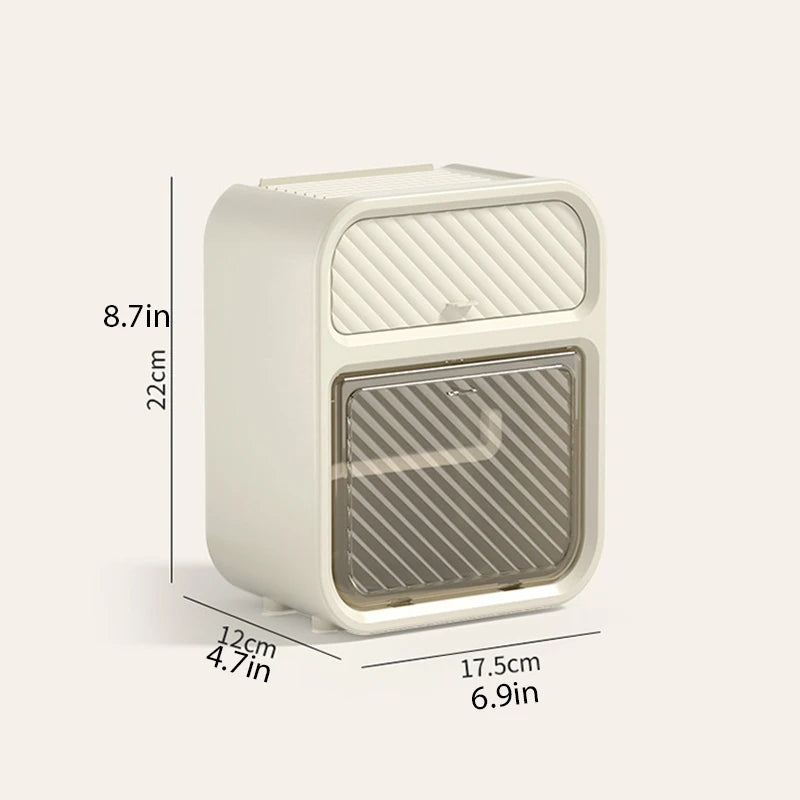 Wall Mounted Toilet Paper Holder Adhesive Mount No Drill Bathroom Tissue Dispenser Kitchen Paper Towel Organizer Storage Box