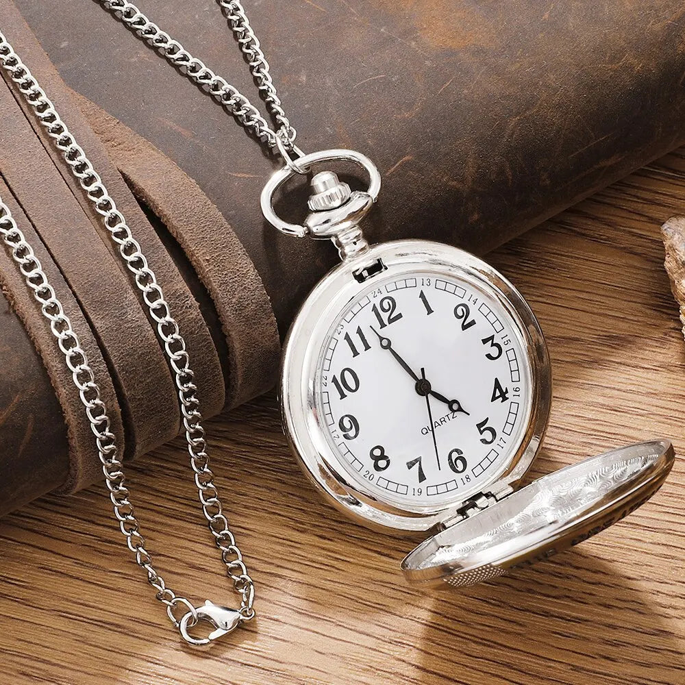 Vintage Silver Golden Luxury Quartz Pocket Watch