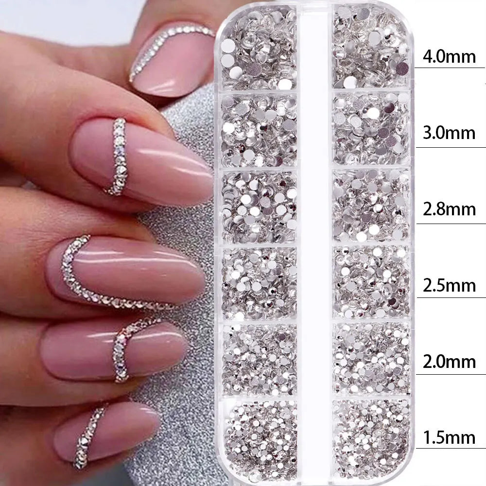 2400pcs+ Shiny Clear Crystal Gems Nail