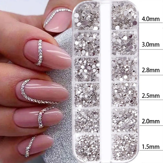 2400pcs+ Shiny Clear Crystal Gems Nail