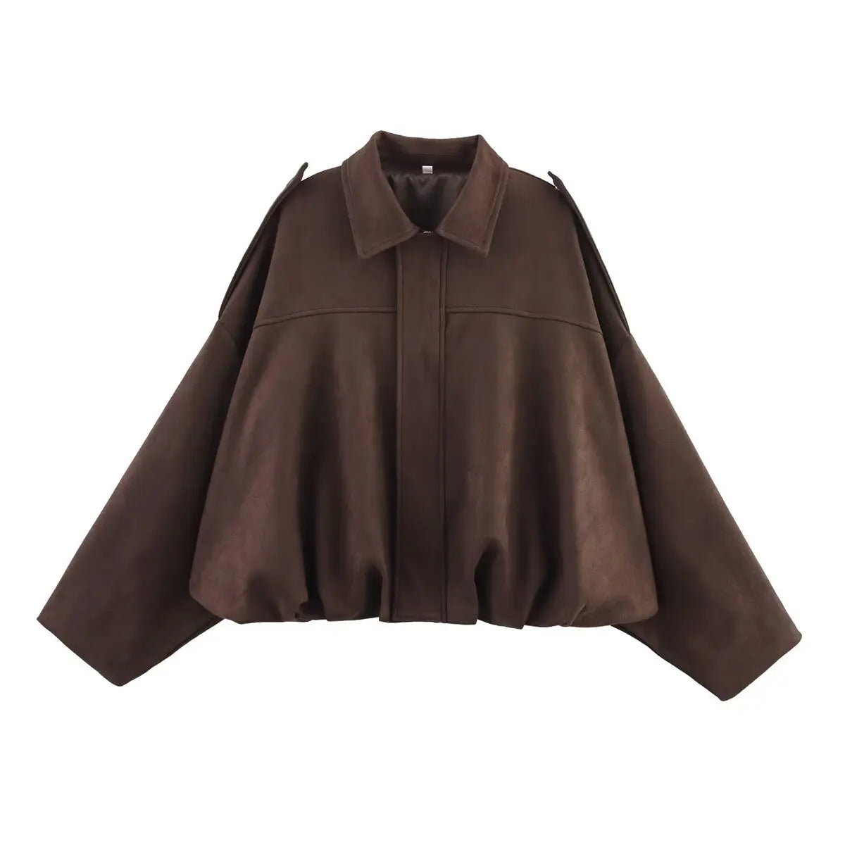 women's suede texture lapel shoulder bomber jacket