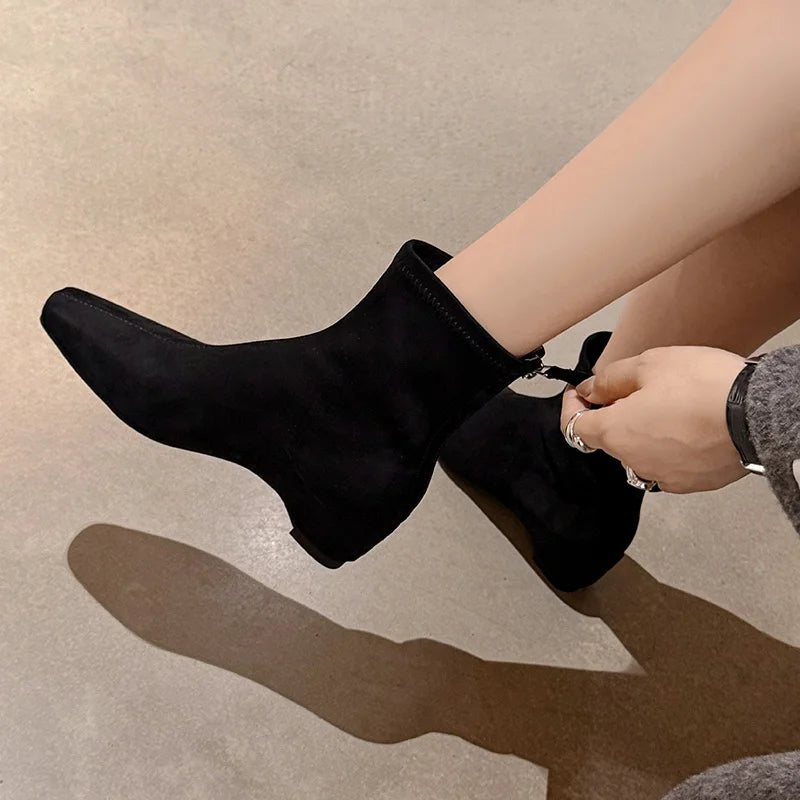 Fashion Microfiber Ankle Boots High Heels