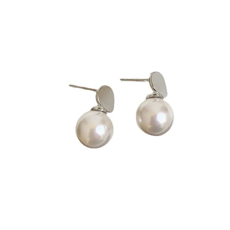 Sterling Silver Geometric Curved Pearl Earring