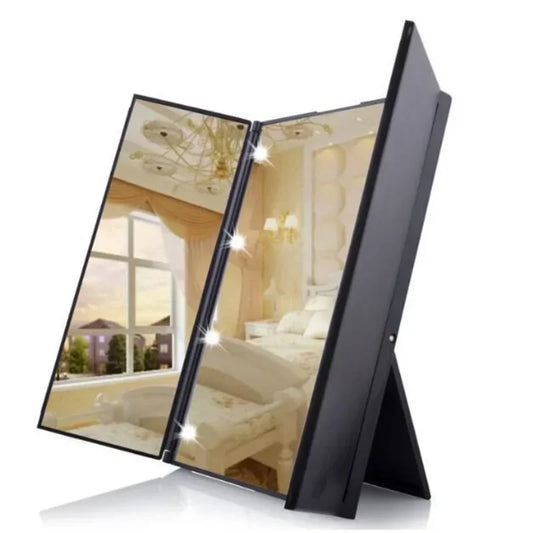 Portable Three-Sided LED Makeup Mirror