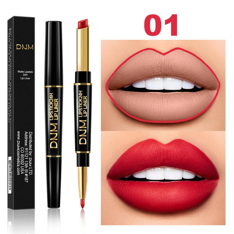 2 In 1 Matte Lipstick Double Head Lip Liner