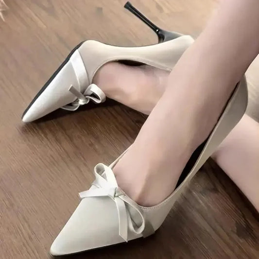French Pointed Women's Butterfly Knot High Heels
