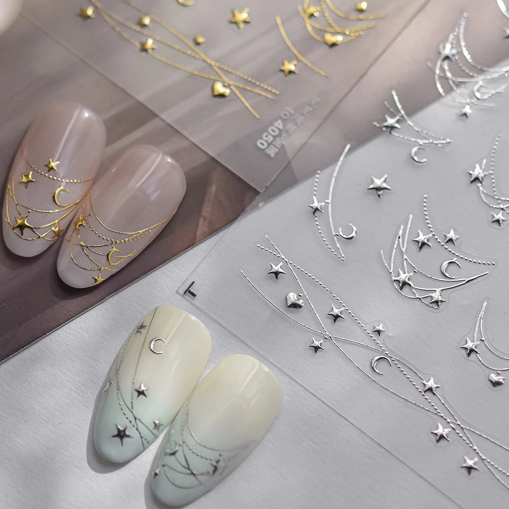 Star Moon Love Heart Necklace Nail Sticker