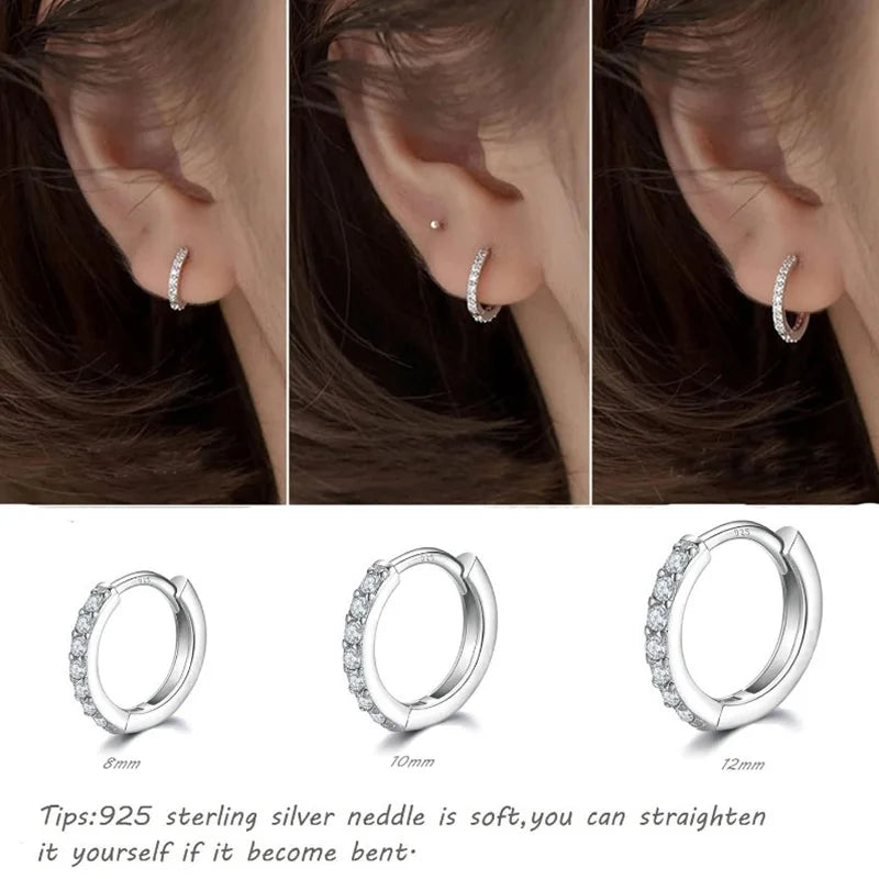 Sterling Silver Small Hoop Zircon Ear Cuff