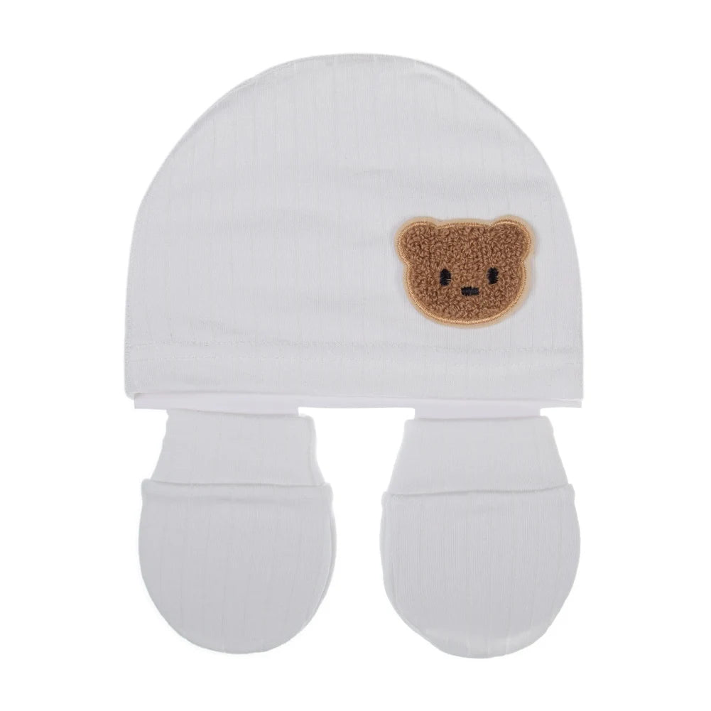 3 Pcs/set Cotton Newborn Hat Mittens Foot Cover