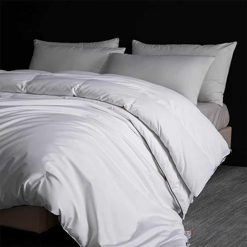 4-Season Luxury: 95% 5A Goose Down + Pure Mulberry Silk Duvet Set | 800+ Fill Power & Breathable