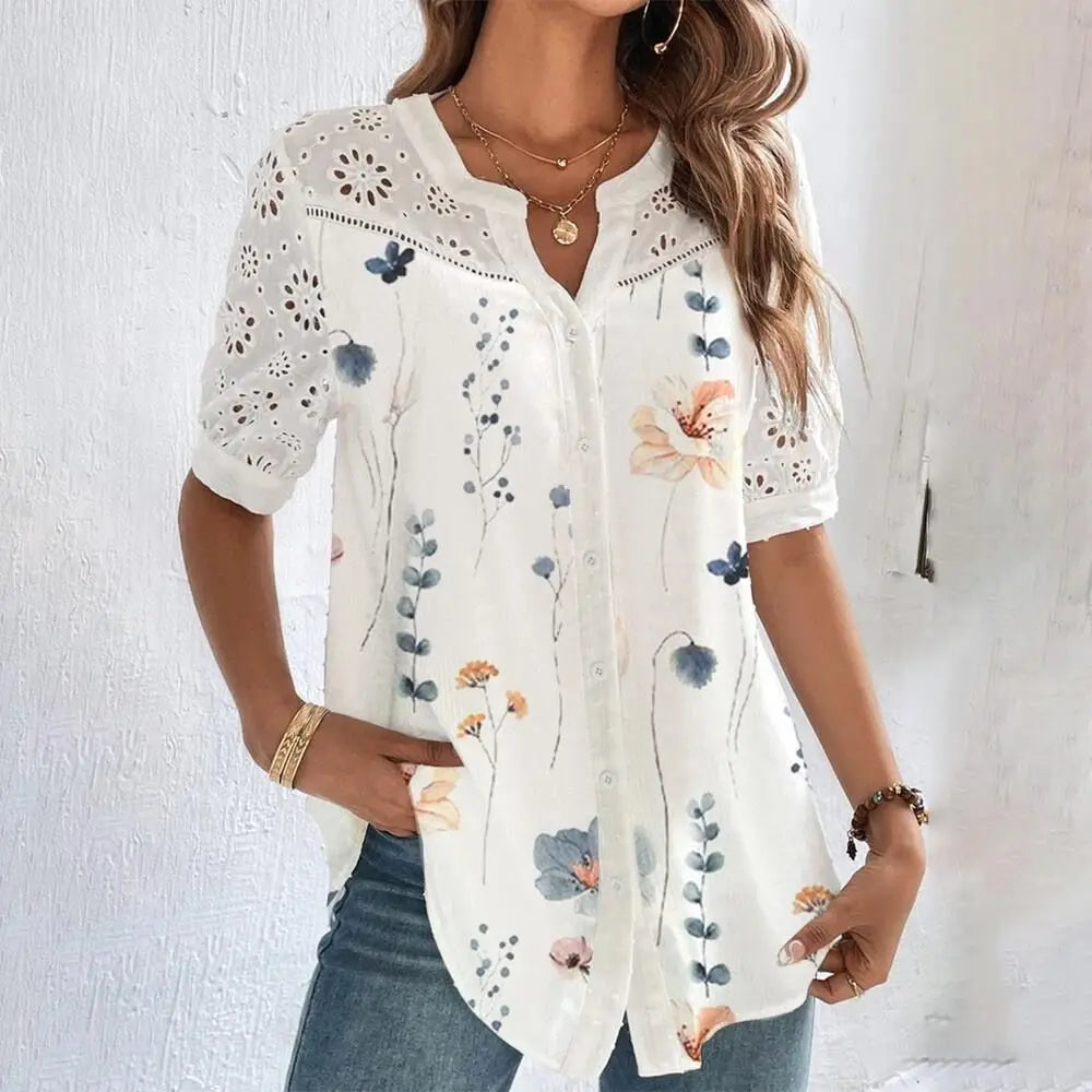 Temperament Casual Lace Elegant Woman Shirt
