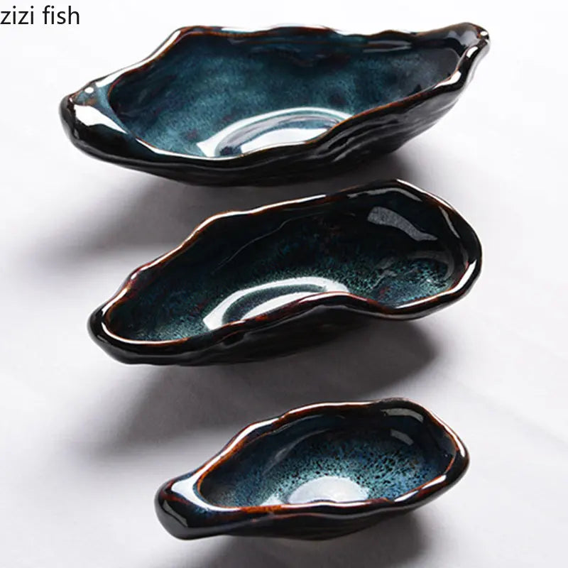 Creative Sashimi Ice Plate Oyster Ceramic Plate Residual Table Decoration Hotel Service Tableware Kitchen Storage Supplies
