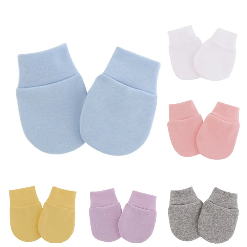 2pcs Baby Anti Scratching Soft Cotton Gloves+Mittens
