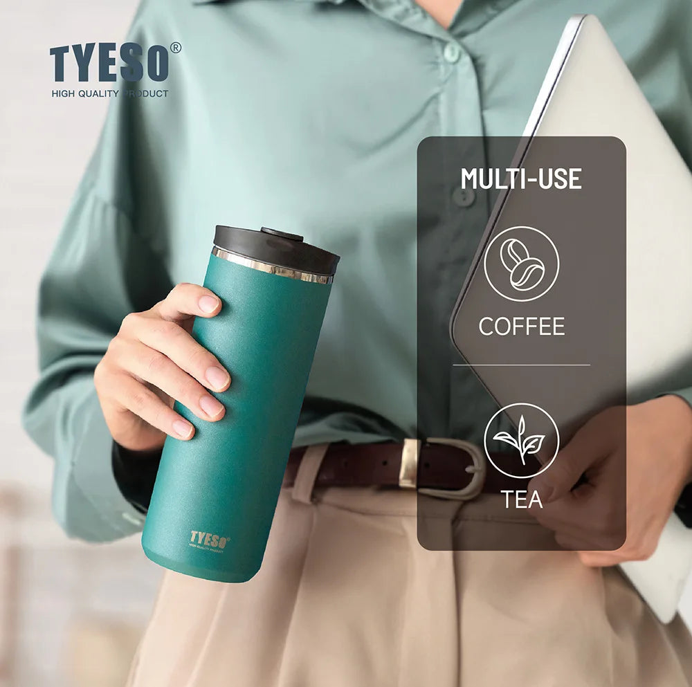 Tyeso French Press Travel Mug 304 Stainless Steel Portable Cold Brew Coffee Maker Tea Infuser Double-Wall Insulated Thermos
