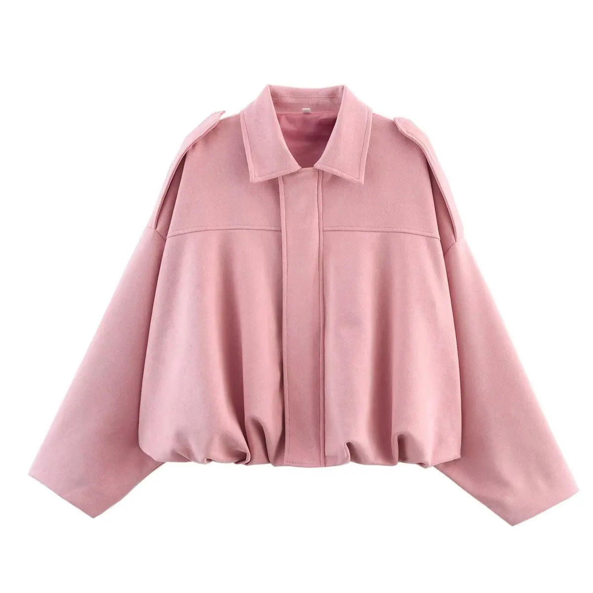 women's suede texture lapel shoulder bomber jacket