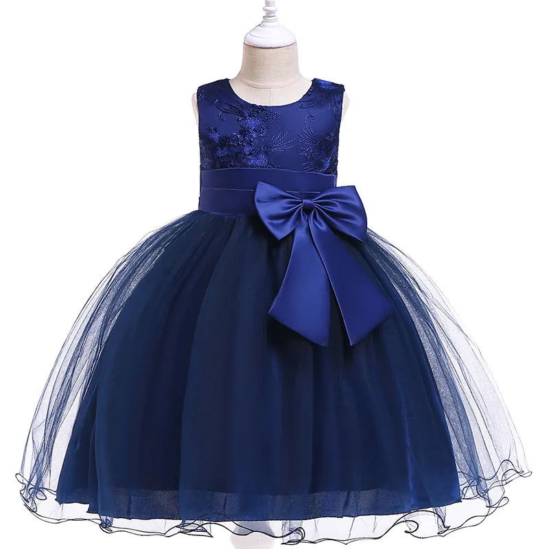 Flower Embroidered Bow Princess Dress