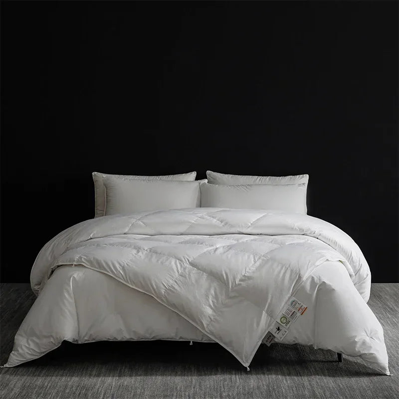 4-Season Luxury: 95% 5A Goose Down + Pure Mulberry Silk Duvet Set | 800+ Fill Power & Breathable