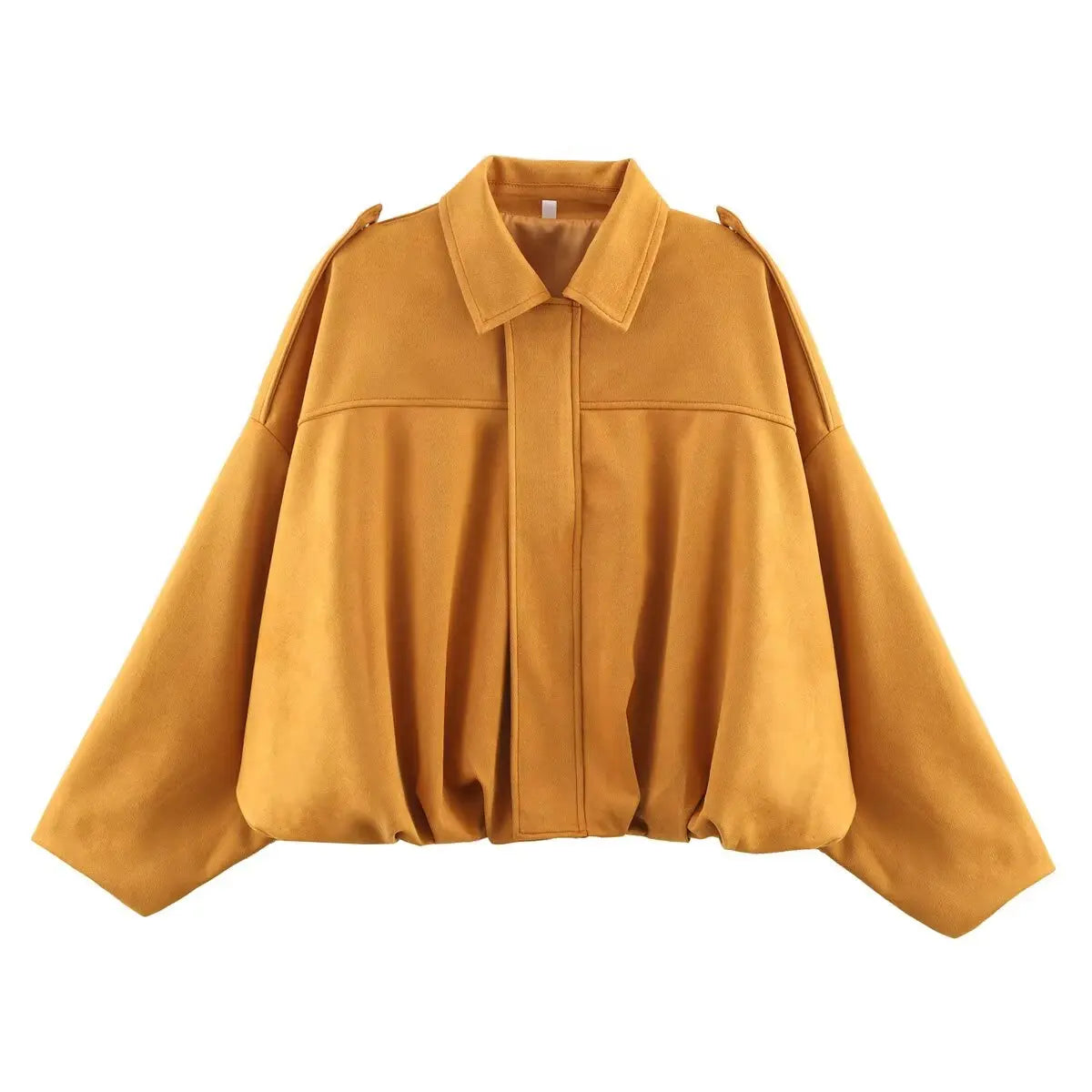 women's suede texture lapel shoulder bomber jacket