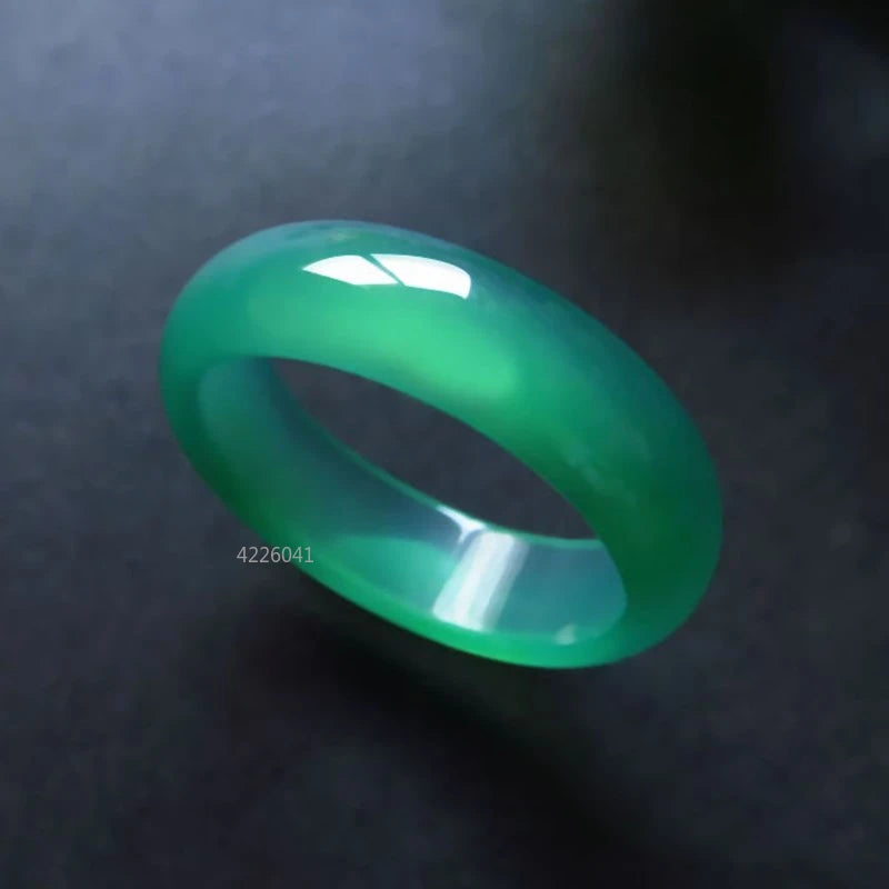 Natural Chalcedony Hand-carved Jade Ring