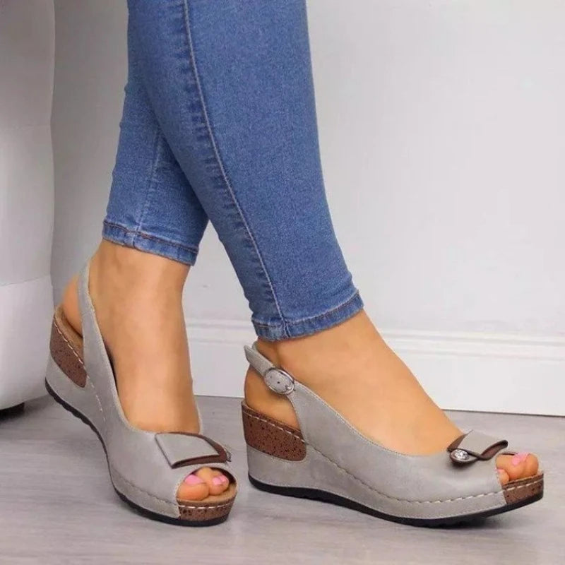 Chunky Platform Wedges Open Toe Shoes Sandals