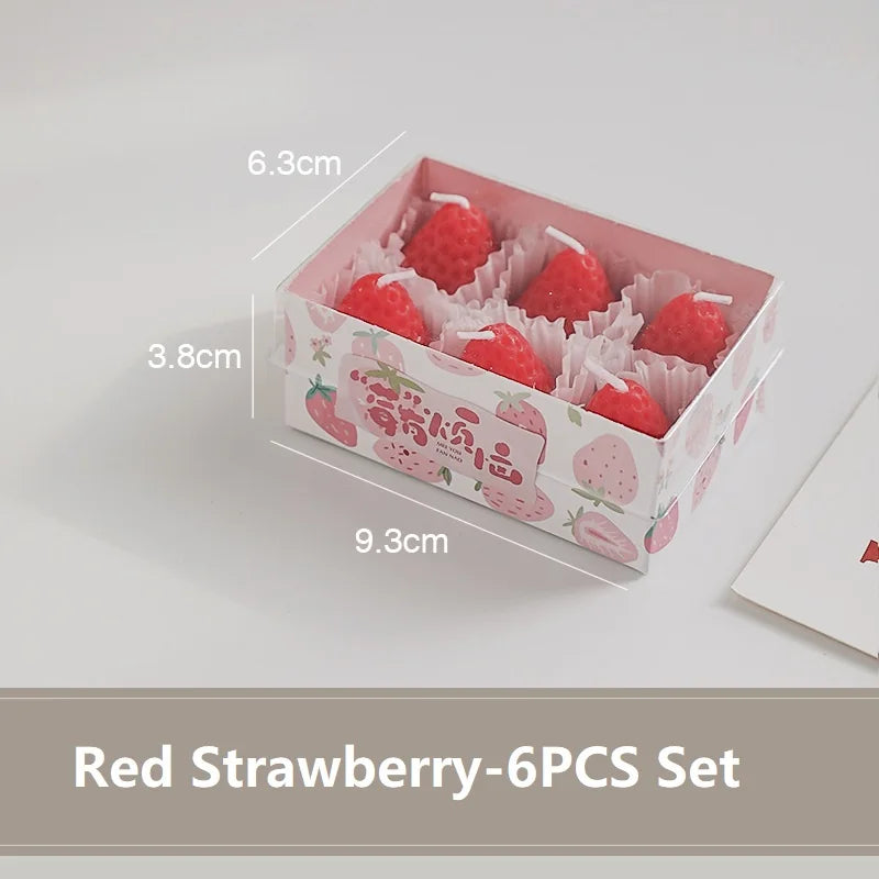 4/6/9PCS Strawberry Shaped Scented Candles Gift Box Handmade Realistic Fruit Scented Aromatherapy Mini Candles Home Decor Gifts