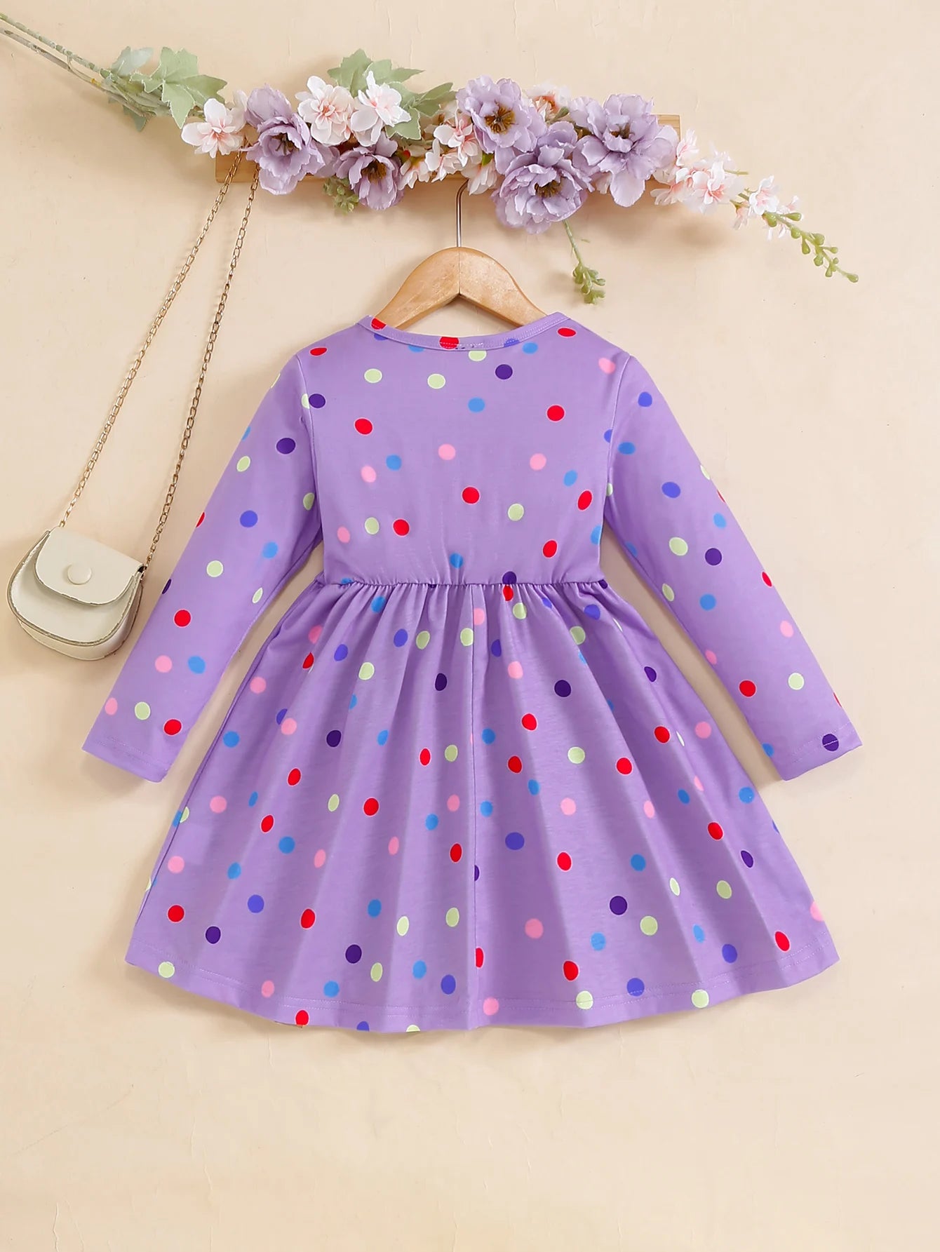 Children Rainbow Polka Dot Fashionable Dress
