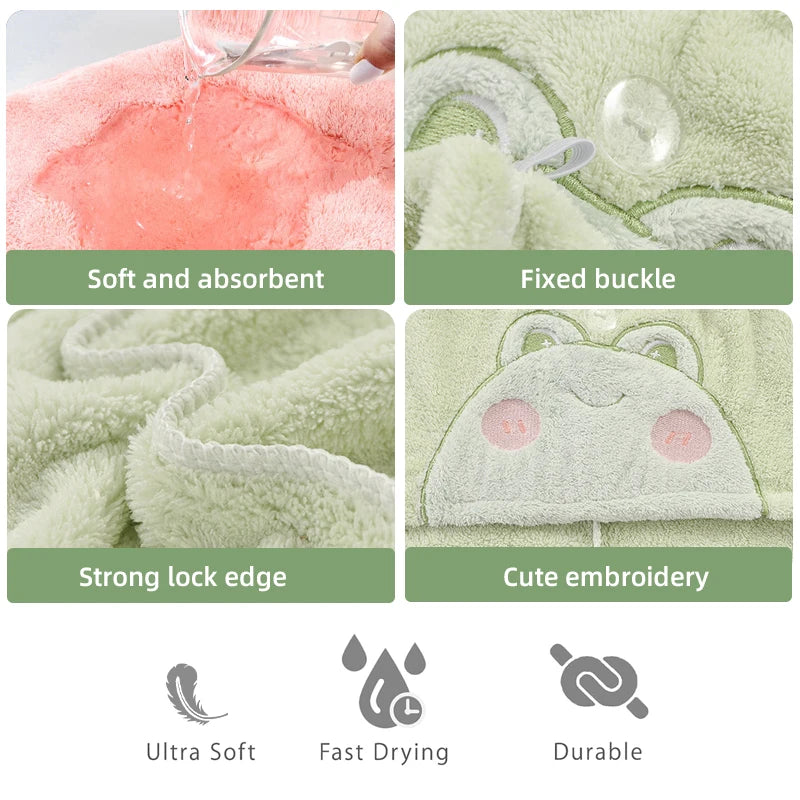 1 coral fleece dry hair cap, simple solid color dry towel, anti frizz and damp hair, back to school bathroom supplies