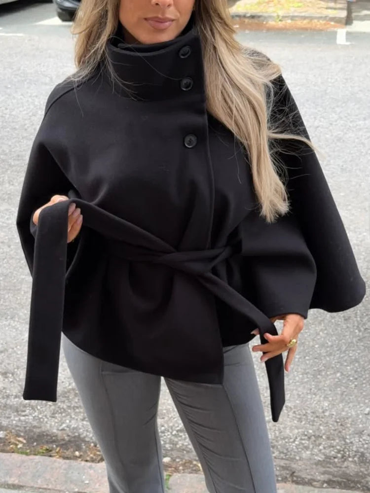 Women Winter Woolen Belt Coats