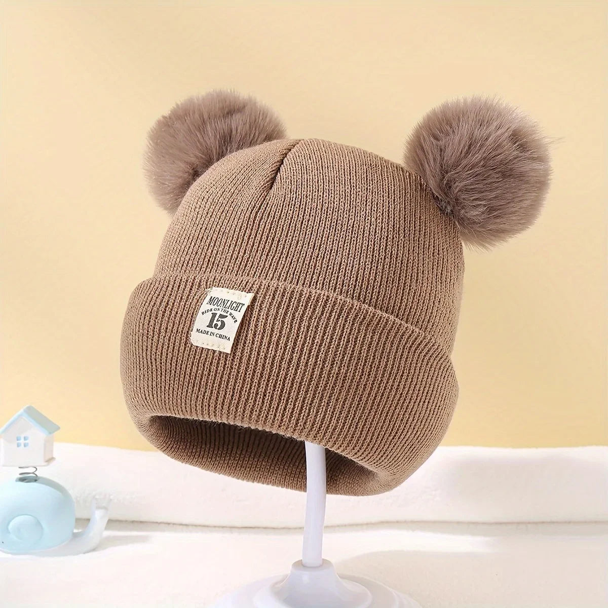 Wool Knitted Bonnet Pompom Hat