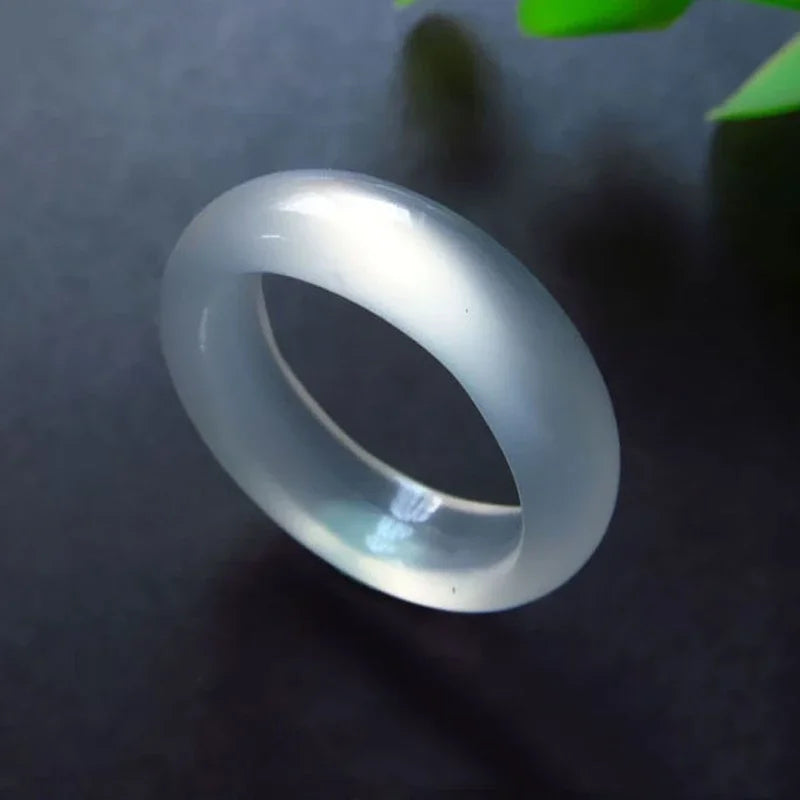 Natural Chalcedony Hand-carved Jade Ring