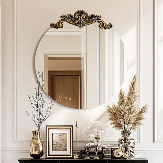 Large Vintage Antique Round Mirror