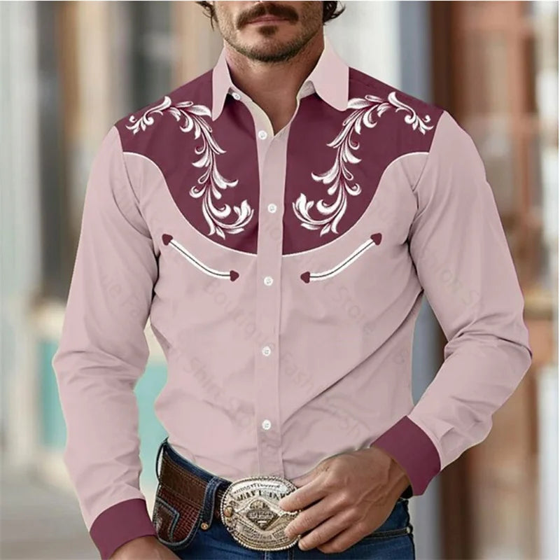 Floral Retro Western  Lapel Shirt