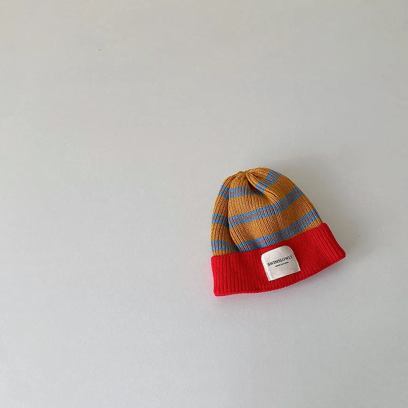 Fashion Striped Kids Knit Bonnet Cap