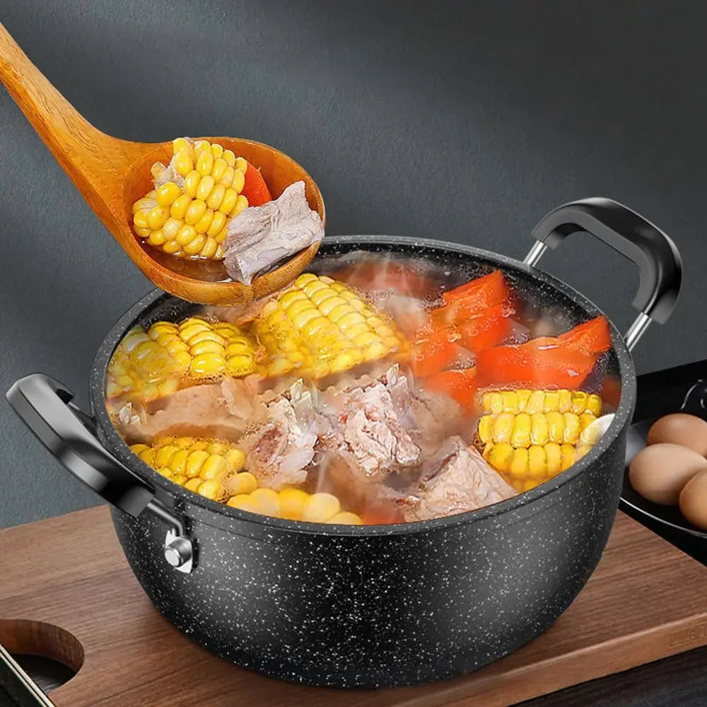 Maifan Stone Soup Pot Universal Two Ears Non-stick Kitchen Cooking with Lid Household Saucepan Stock Gas Induction Cooker