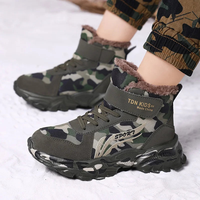 Winter Camouflage Faux Fur Boots For Kids