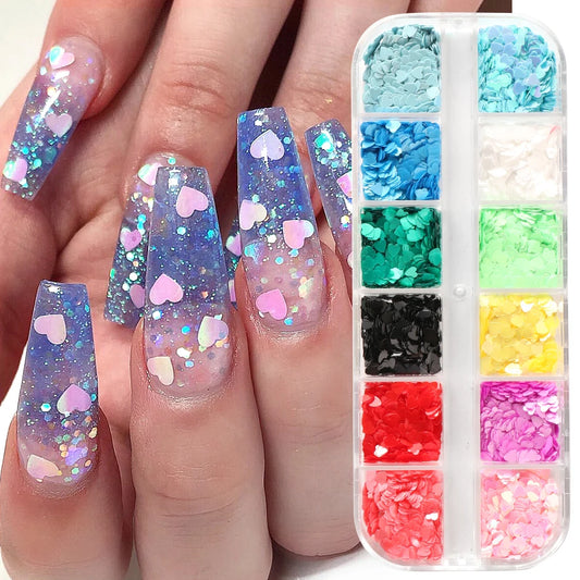 Spangles Candy Color Love Heart Sequins For Nails