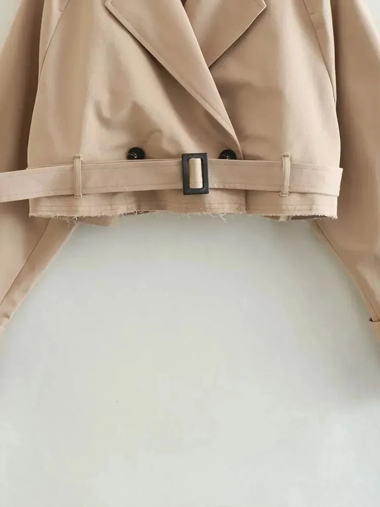 Belt Cropped Trench trendy Jacket