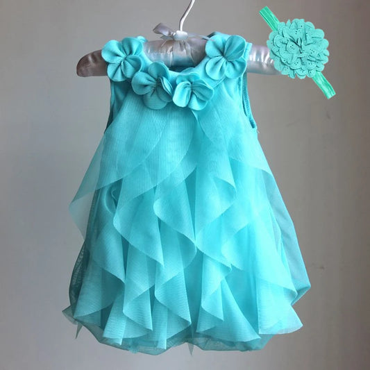 Kids Chiffon Birthday Party Dresses & Headband