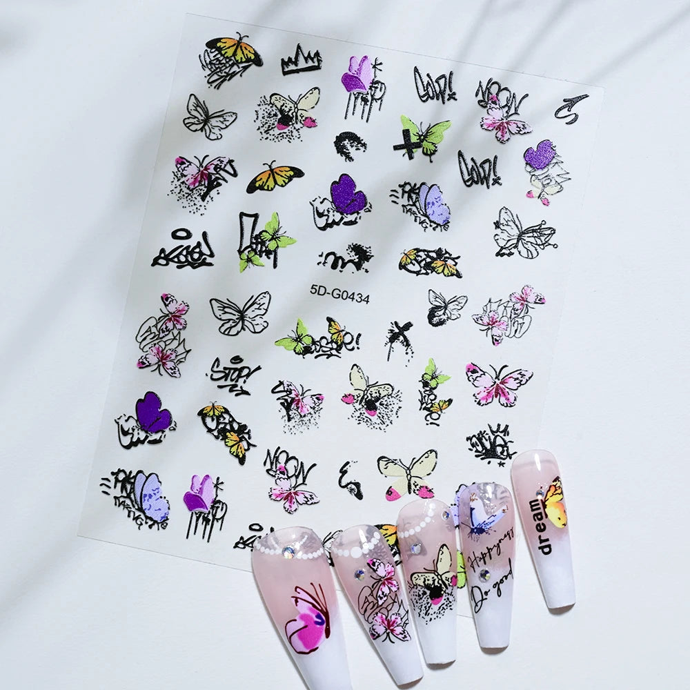 5 D Macron Flower/Fruit Nail Charms Sticker