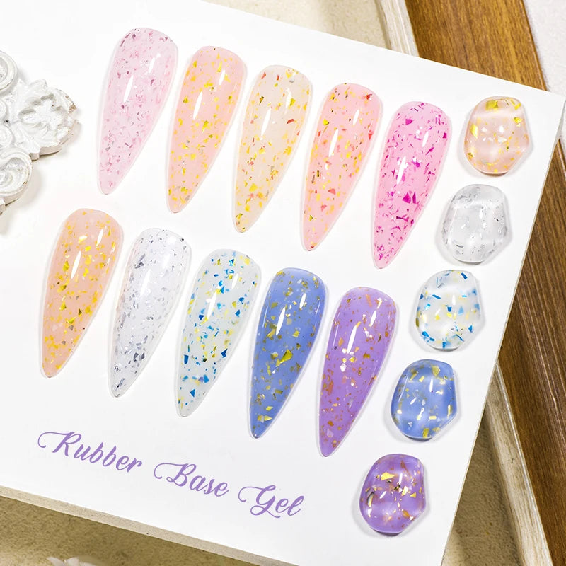 Gold Foil Glitter Rubber Base Nail Gel Polish