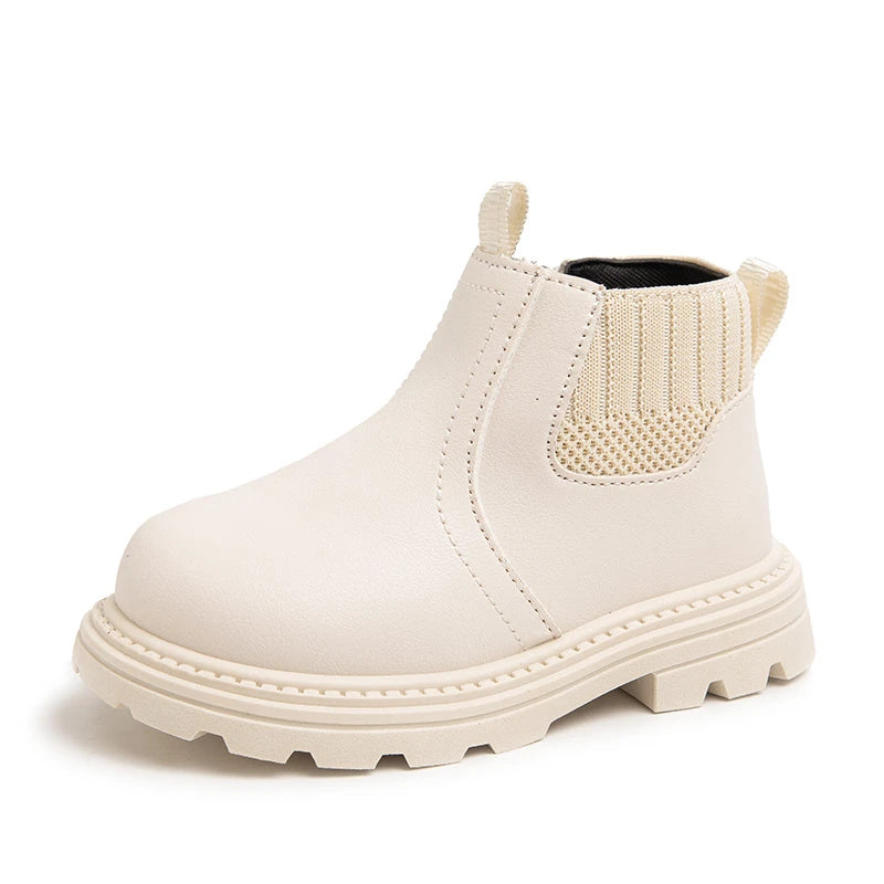 Leather Side Zipper Retro Children's Fashion Boots