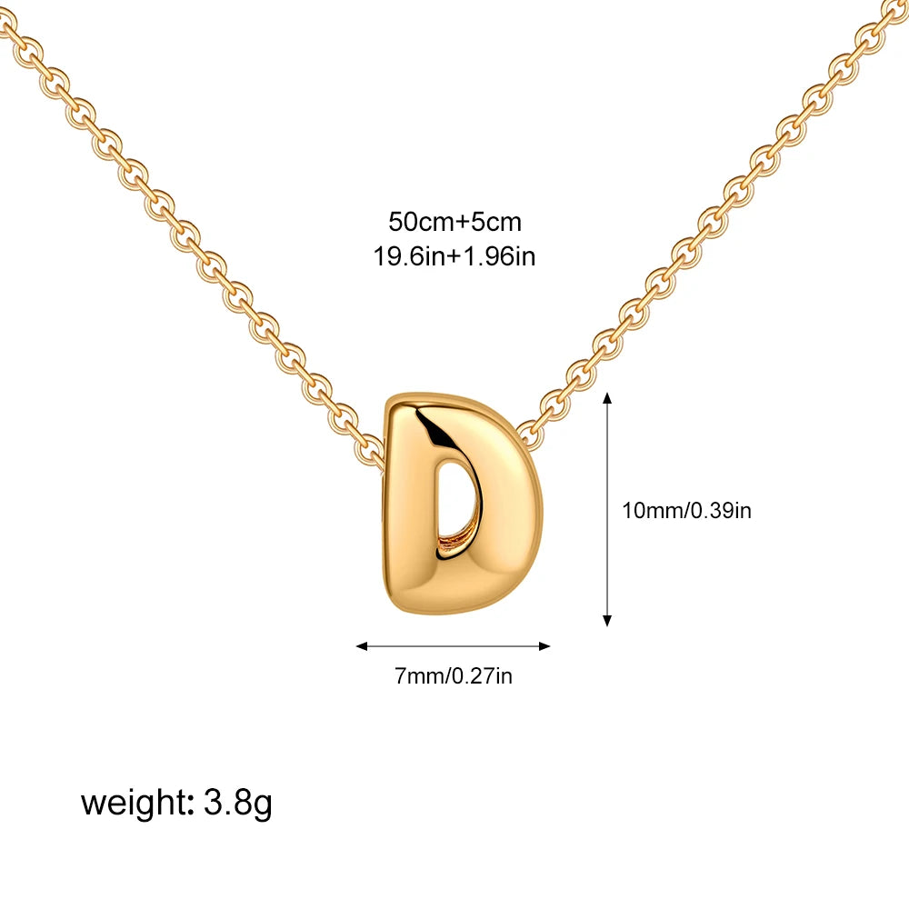 3D Bubble Initial A-Z Alphabet Mini Necklace