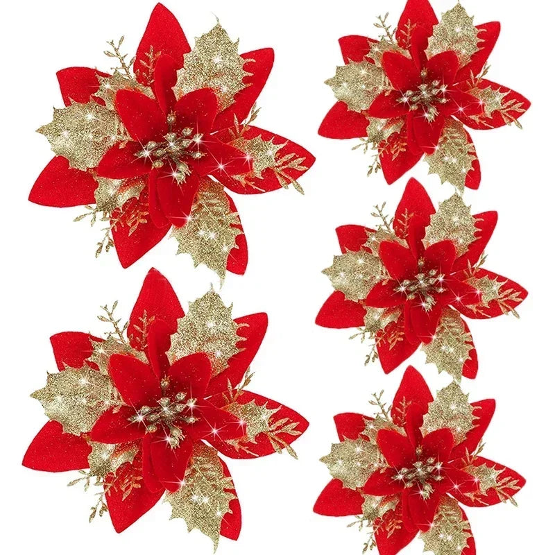 Glitter Artificial Christmas Flowers