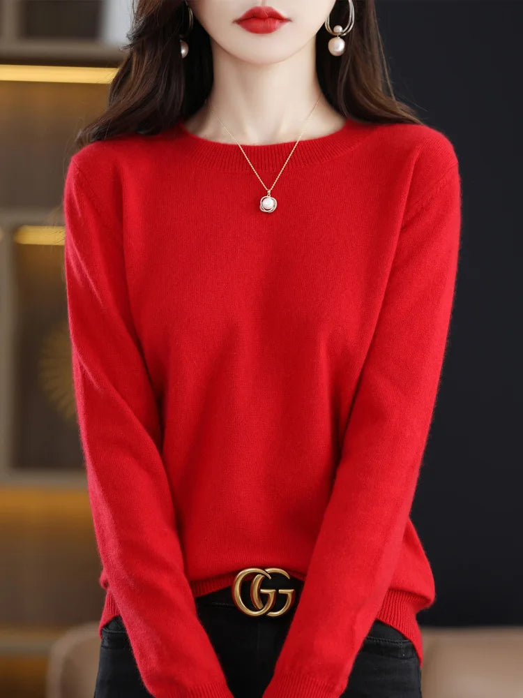 Merino Wool Elegant Cashmere Jumper Tops